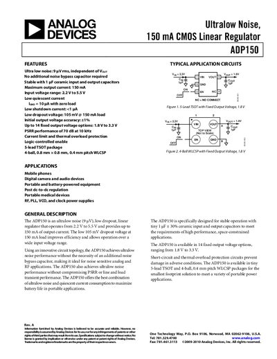 Analog Devices ADP150 Datasheet - cover page