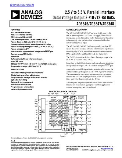 Analog Devices AD5346/AD5347/AD5348 Datasheet - cover page