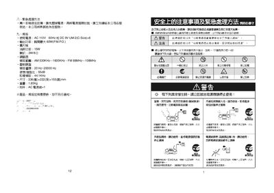 Sanyo Radio User Manual - cover page