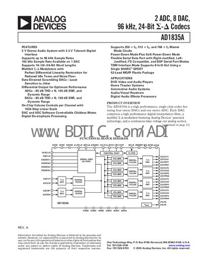 Analog Devices AD1835A Datasheet - cover page