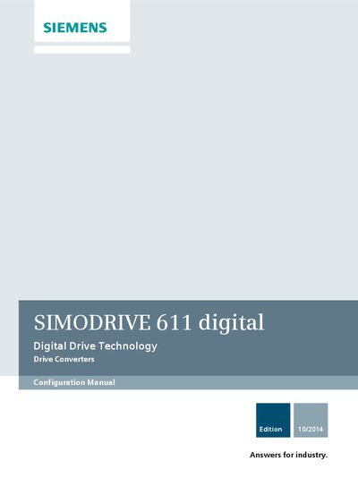 Siemens SIMODRIVE 611 Drive Converters Configuration Manual