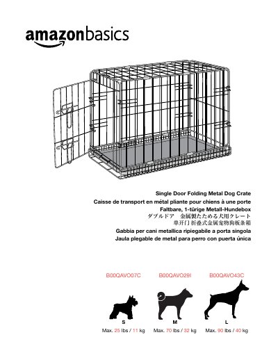 AmazonBasics Single Door Folding Metal Dog Crate User Manual