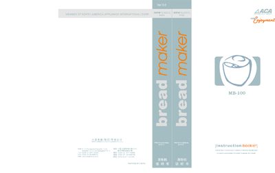 ACA MB-100 Bread Machine User Manual - cover page