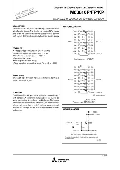 MITSUBISHI M63814P/FP/KP Manual - cover page