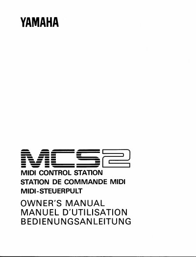 Yamaha MCS2 MIDI Control Station Owner's Manual - cover page