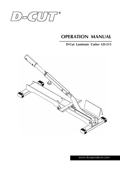 D-Cut Laminate Cutter LD-215 User Manual