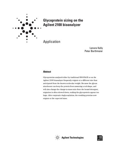 Agilent 2100 Bioanalyzer Glycoprotein Sizing Application Note - cover page