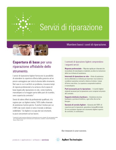 Agilent Repair Service Plan Guide - cover page