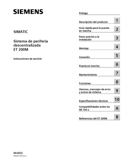Siemens ET 200M Service Manual - cover page