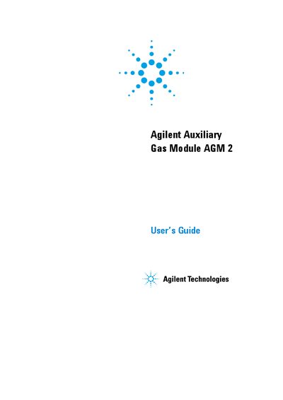 Agilent AGM 2 Auxiliary Gas Module User's Guide - cover page