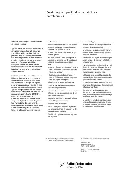 Agilent Chemical and Petrochemical Industry Services Brochure - cover page