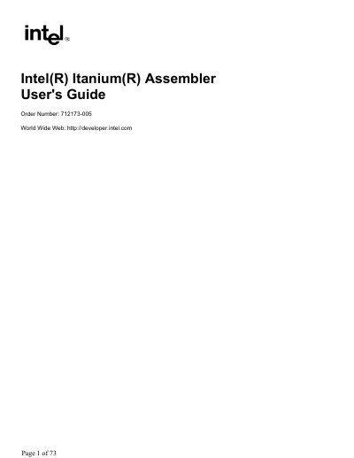 Intel Itanium Assembler User's Guide - cover page