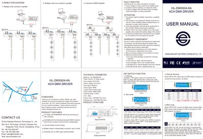 Highlight HL-DMX604-6A DMX Driver User Manual - cover page