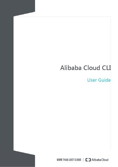 Alibaba Cloud CLI User Guide - cover page