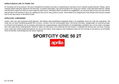 aprilia 854078 Sportcity One 50 2T UK-NL Manual
