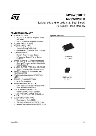 STMicroelectronics M29W320ET / M29W320EB Datasheet - cover page