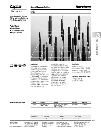 Tyco ZHTM Heat‑Shrinkable Tubing Datasheet - cover page