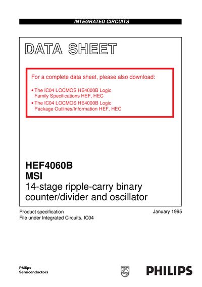 Philips HEF4060B Integrated Circuit Datasheet - cover page