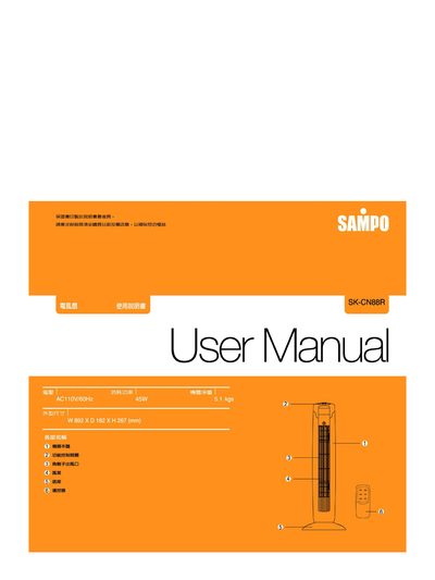 Sampo SK-CN88R Electric Fan User Manual - cover page