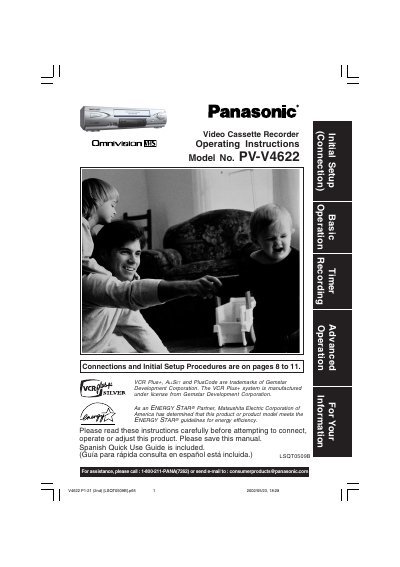 Panasonic PV-V4622 VCR Operating Instructions - cover page