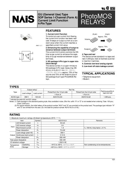 Panasonic AQY210LS PhotoMOS Relay Manual - cover page