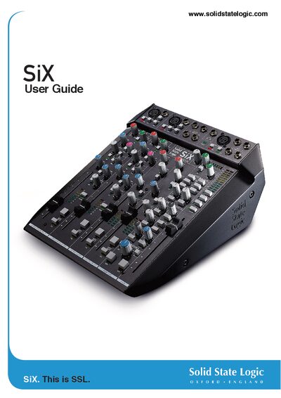 Solid State Logic SiX User Manual - cover page