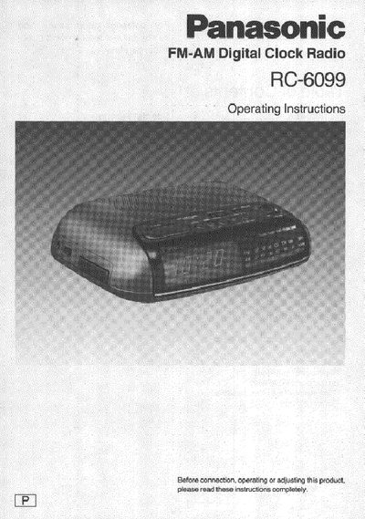 Panasonic RC-6099 FM-AM Digital Clock Radio Operating Instructions - cover page