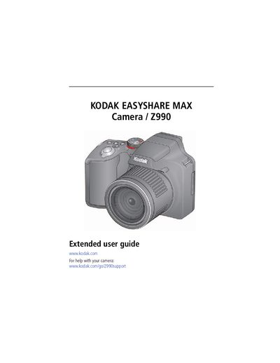 Kodak EasyShare Max Z990 Camera Extended User Guide - cover page
