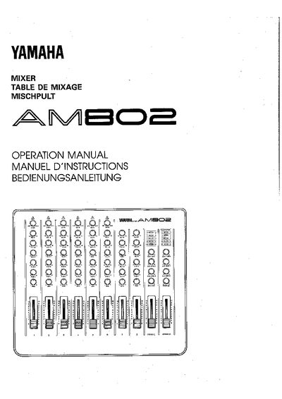 Yamaha AM802 Mixer Operation Manual - cover page