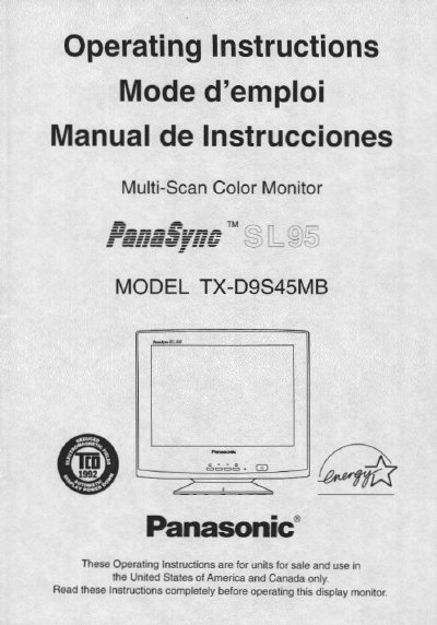 Panasonic SL95 Manual - cover page