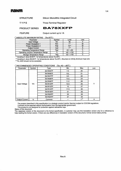 ROHM BA78XXFP Handbook - cover page
