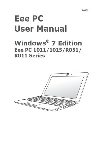 ASUS Eee PC 1011/1015/R051/R011 Series User Manual - cover page
