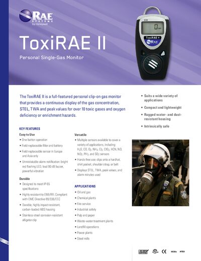 RAE Systems ToxiRAE II Personal Single-Gas Monitor User Manual