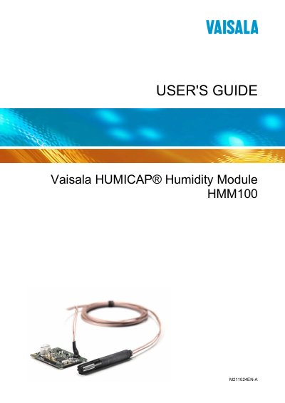 Vaisala HMM100 User Guide - cover page