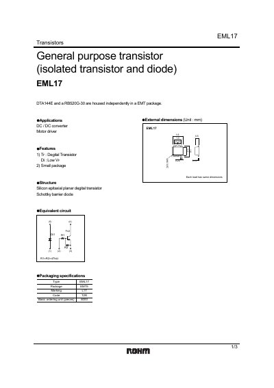 ROHM EML17 Transistor Datasheet - cover page