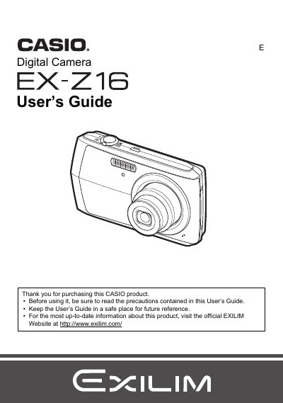 Casio EX-Z16 Digital Camera User's Guide - cover page