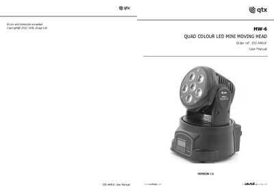 AVSL MW-6 Quad Colour LED Mini Moving Head User Manual - cover page