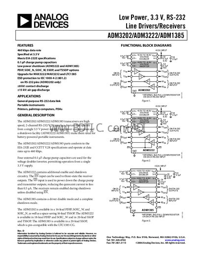 Analog Devices ADM3202/ADM3222/ADM1385 Handbook - cover page