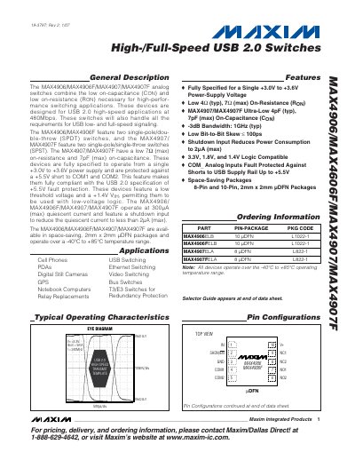 MAXIM MAX4906/MAX4606F/MAX4907/MAX4907F Manual(1)