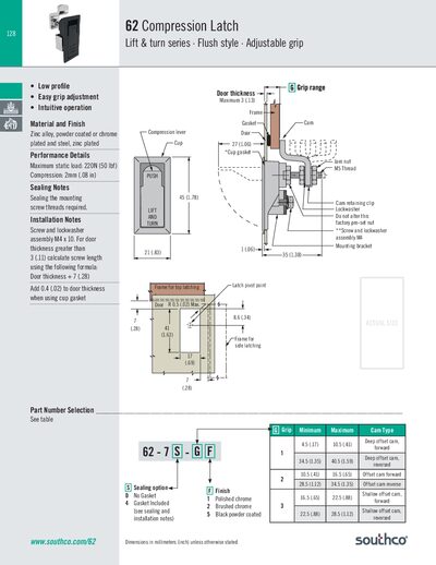 Southco 62 Compression Latch Lift & Turn Series Product Leaflet - cover page