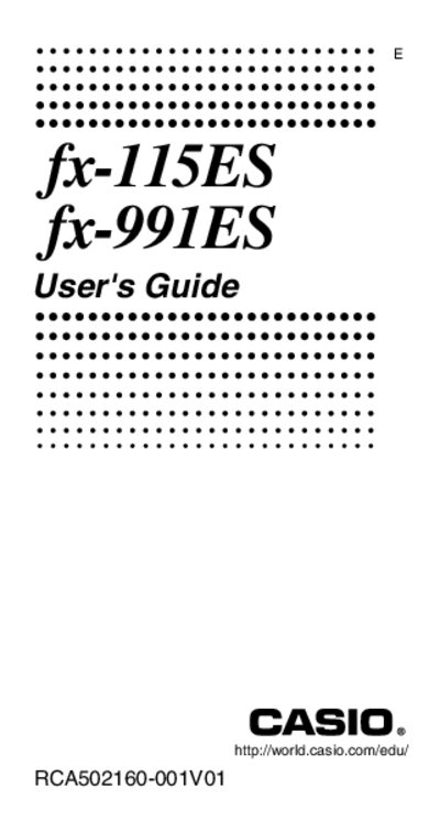 Casio fx-115ES / fx-991ES Calculator User Manual