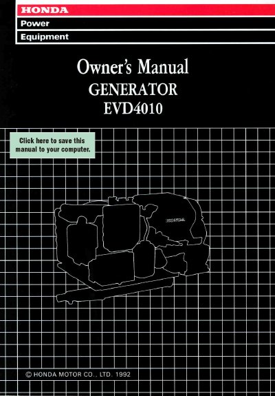 Honda EVD4010 Generator Owner's Manual - cover page
