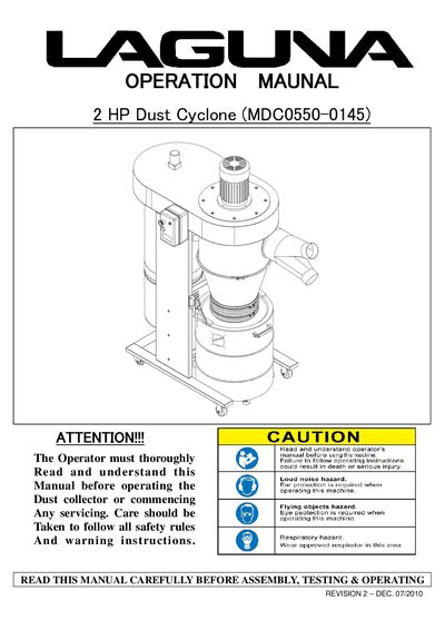 LAGLAILA MDC0550-0145 Dust Cyclone Operation Manual - cover page