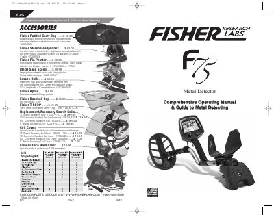 Fisher F75 Metal Detector Comprehensive Operating Manual & Guide to Metal Detecting - cover page