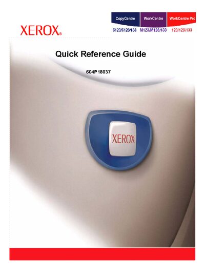 Xerox CopyCentre WorkCentre Pro 123/128/133 Quick Reference Guide - cover page