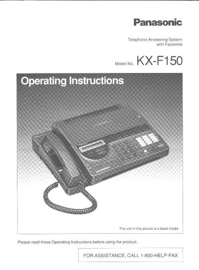 Panasonic KX-F150 Telephone Answering System with Facsimile Operating Instructions - cover page