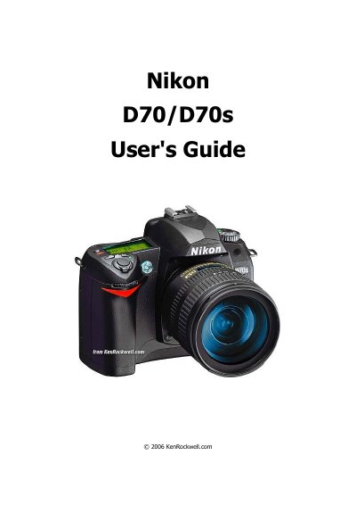 Nikon D70/D70s Digital Camera User's Guide - cover page