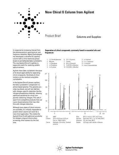 Agilent Chiral 8 Capillary Column Product Brief - cover page