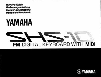 Yamaha SHS-10 Keyboard Owner's Guide - cover page