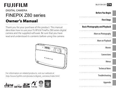 FUJIFILM FinePix Z80 Series Digital Camera Owner's Manual - cover page